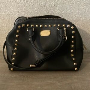 Michael Kors Black Saffiano Women's Sandrine Stud Small Satchel